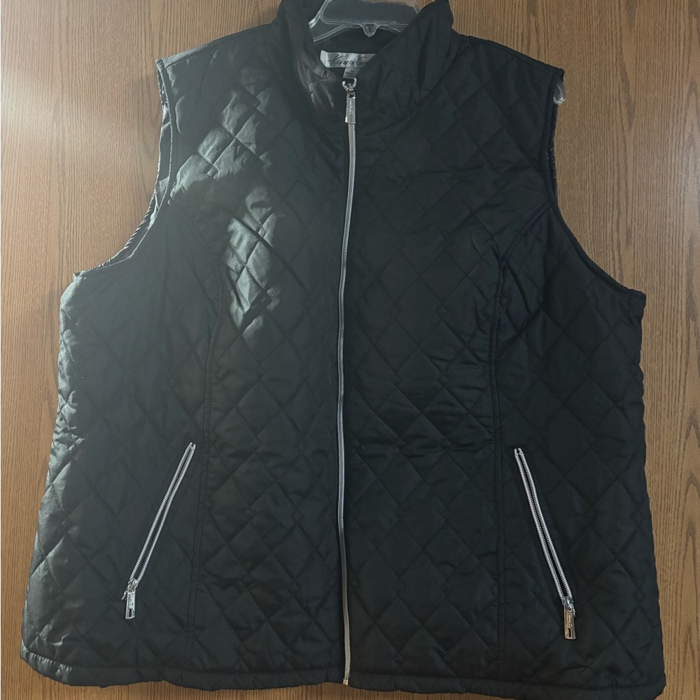 Quilted Black Zip Front Vest